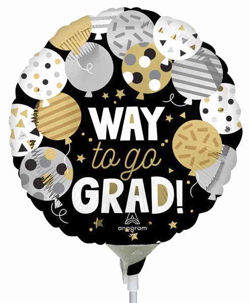 Way to Go Grad 9" Round Foil Balloon
