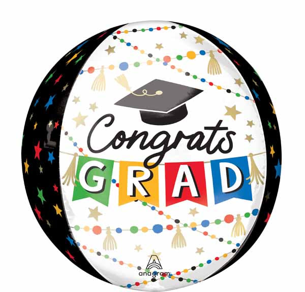 Grad Party Pom Pom 16-Inch Orbz Foil Balloon