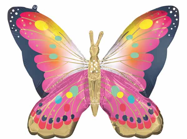 Vibrant Pink Butterfly 30-Inch Foil Balloon