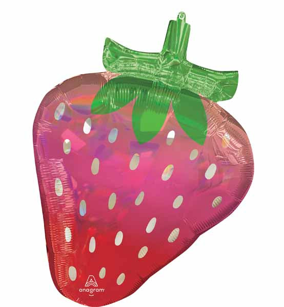 27-Inch Holographic Strawberry Foil Balloon