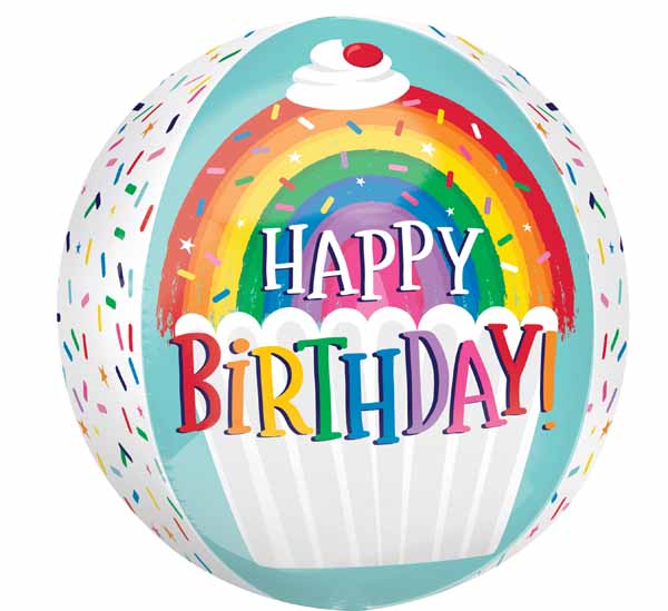 Rainbow Sprinkle Happy Birthday 16-Inch Orbz Foil Balloon