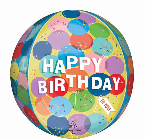 Sunny Balloons Happy Birthday 16" Orbz XL Foil Balloon