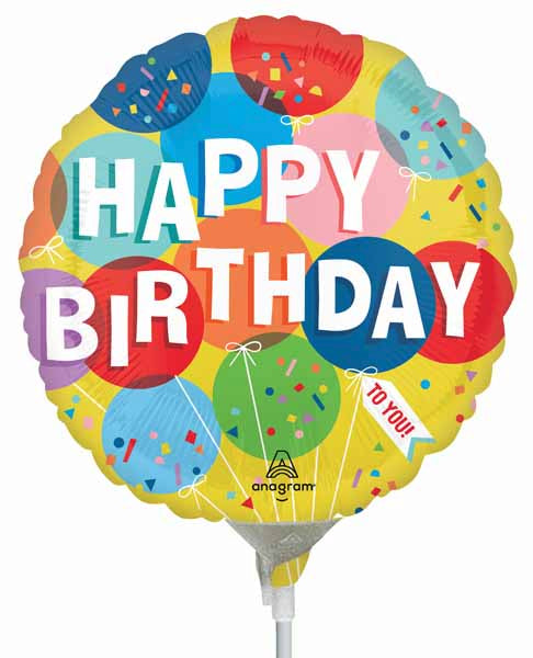 Sunny Balloons Happy Birthday 9-Inch Round Foil Balloon