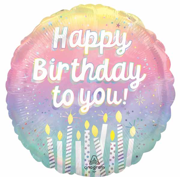 Pearlized Birthday 18" Round Holographic Foil Balloon
