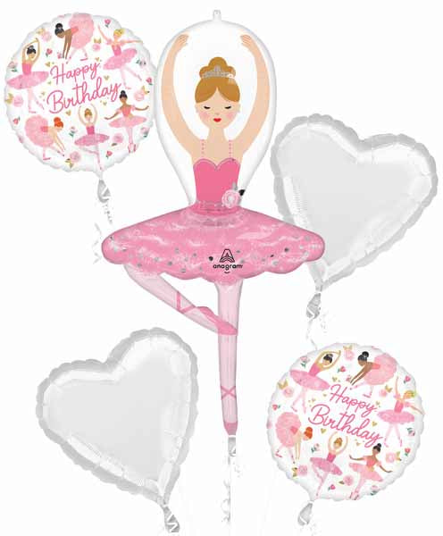 Ballerina Girl Happy Birthday Balloon Bouquet