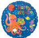 Cute Octopus Happy Birthday 18-Inch Round Foil Balloon