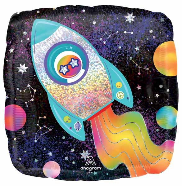 Outer Space 18-Inch Square Holographic Foil Balloon