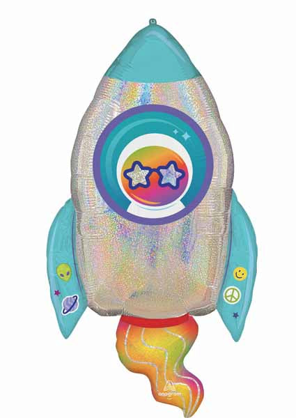 Outer Space Rocket 29" Holographic Foil Balloon