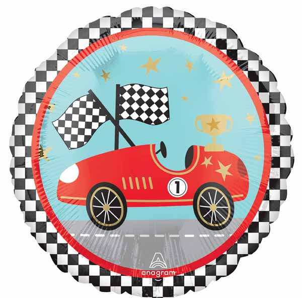 Race Cars 18-Inch Round Foil Balloon