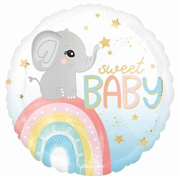 Sweet Baby Elephant 18-Inch Round Satin Foil Balloon