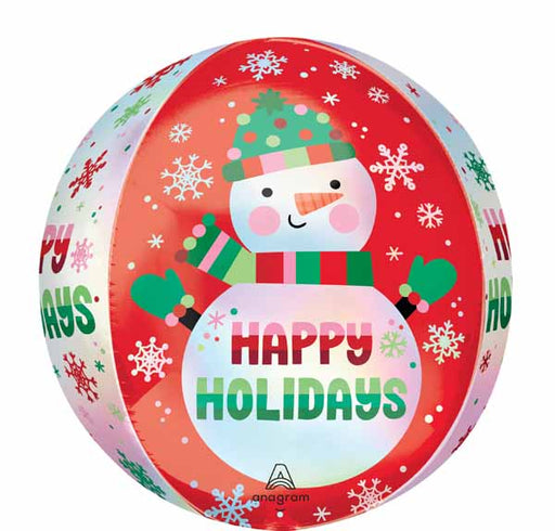 Happy Holidays Snowman 16" Orbz Foil Balloon
