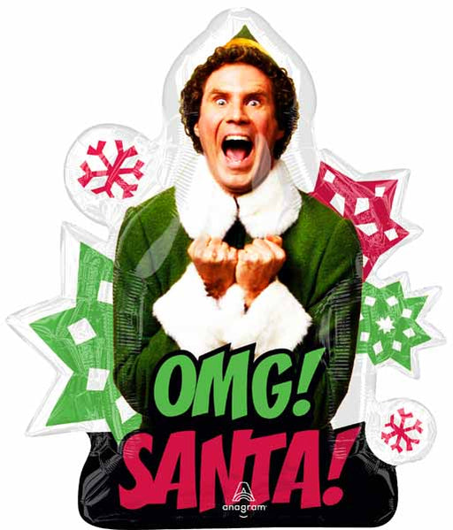 Elf OMG Santa! 28-Inch Shaped Foil Balloon