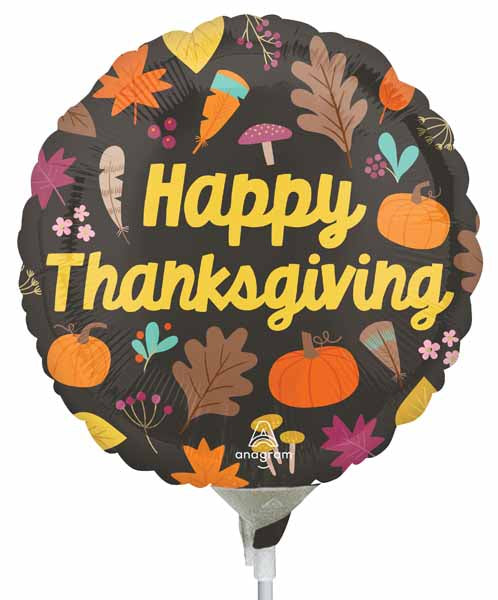 Give Thanks 9-Inch Round Foil Balloon
