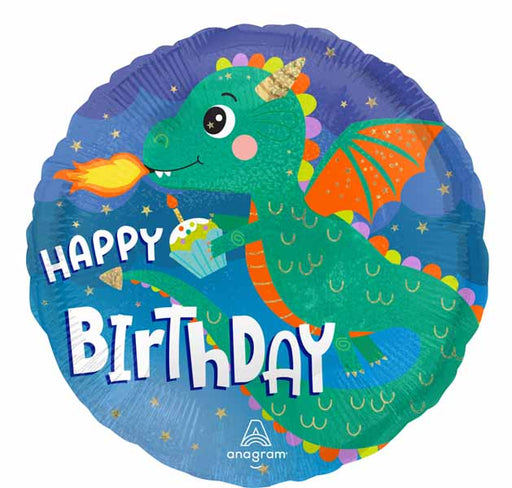 Cute Dragon Birthday 18-Inch Round Foil Balloon
