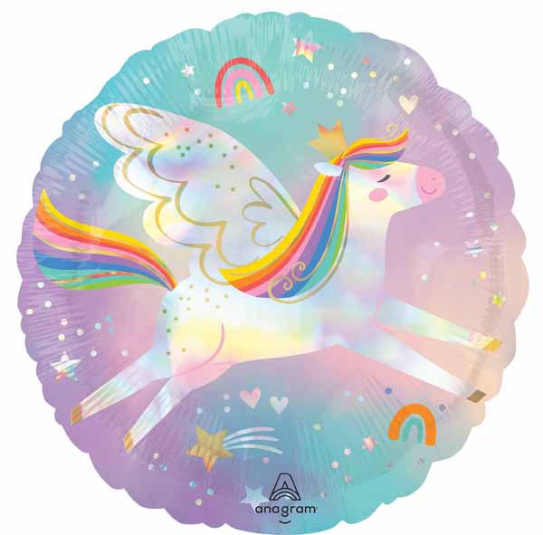 Pegasus 18-Inch Round Holographic Foil Balloon