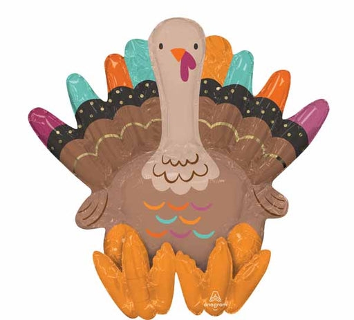 Give Thanks Turkey Sitter Foil Balloon, 21 Inch