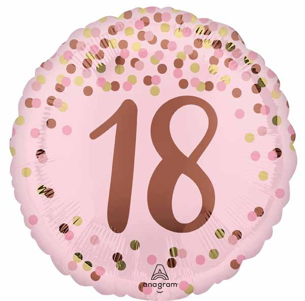 Pretty Pink 18th Birthday Round Foil Balloon, 18 Inch