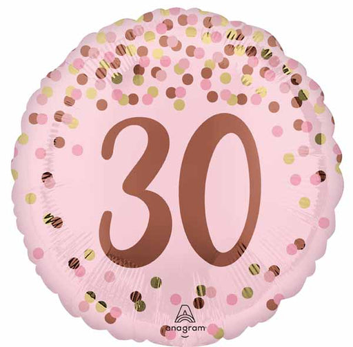 Pretty Pink 30th Birthday Round Foil Balloon, 18 Inch