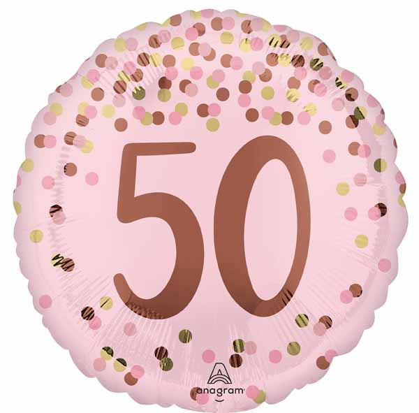 Pretty Pink 50th Birthday Round Foil Balloon, 18 Inch