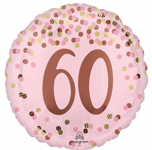 Pretty Pink 60th Birthday Round Foil Balloon, 18 Inch