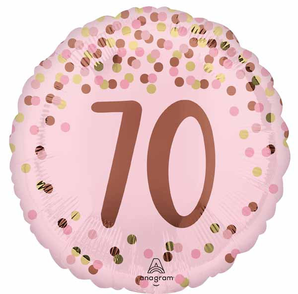 Pretty Pink 70th Birthday Round Foil Balloon, 18 Inch