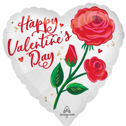 Rose Radiance Valentine's Day Heart Foil Balloon, 18 Inch