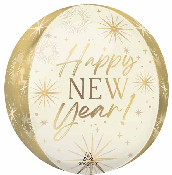 Golden Soiree Happy New Year 16" Orbz Foil Balloon