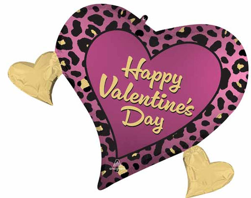 Leopard Luxe Happy Valentine's Day Foil Balloon, 28 Inch