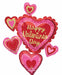 34-Inch Happy Valentine's Day Scalloped Hearts Foil Balloon