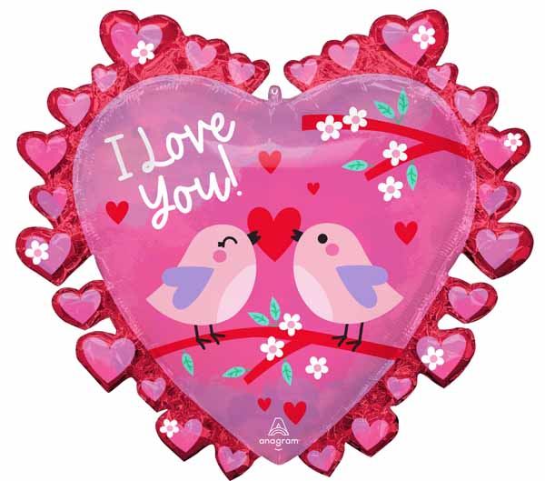 I Love You Birds 29-Inch Shaped Foil Balloon