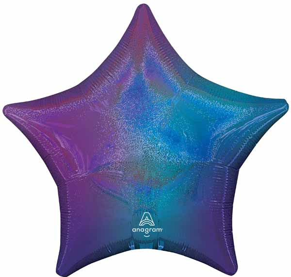 Blue Aura Stardust 19" Holographic Star Foil Balloon