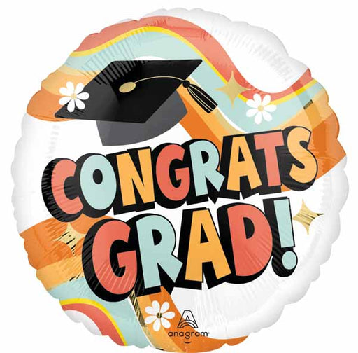 Groovy Congrats Grad 18" Round Foil Balloon