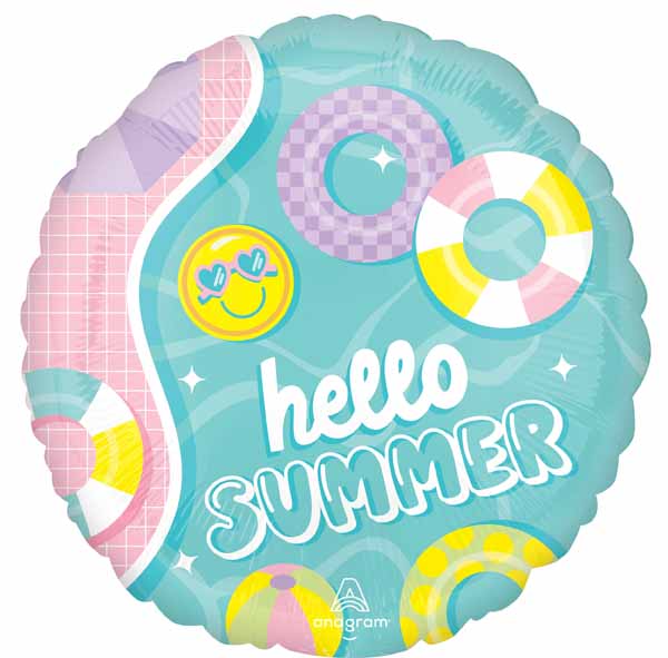 Hello Summer Beach 18-Inch Round Foil Balloon
