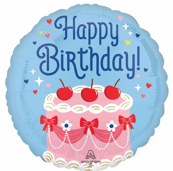 Cherries on Top Happy Birthday 18" Round Foil Balloon