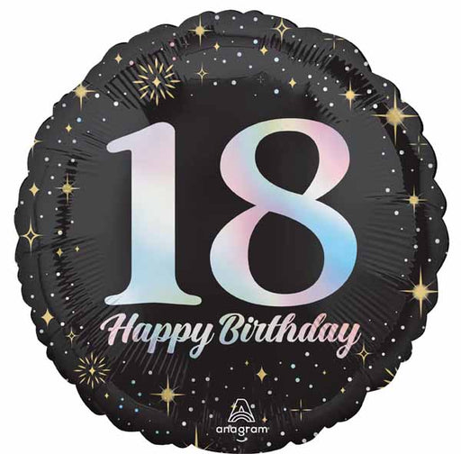 Sparkling 18th Birthday Round Foil Balloon, 18 Inch
