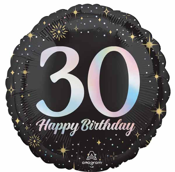 Sparkling 30th Birthday 18-Inch Round Foil Balloon