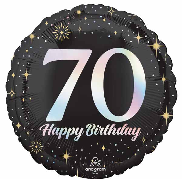 Sparkling 70 Happy Birthday Round Foil Balloon, 18 Inch