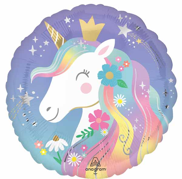 Whimsical Unicorn 18-Inch Round Foil Balloon
