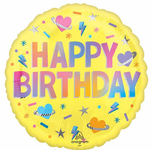 Solar Flare Happy Birthday 18-Inch Round Foil Balloon