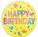 Solar Flare Happy Birthday 18-Inch Round Foil Balloon