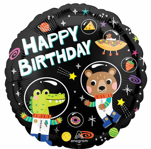 Cosmic Friends Happy Birthday 18-Inch Round Foil Balloon