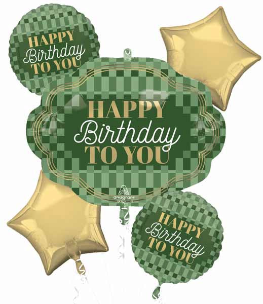 Stylish Sage Happy Birthday Foil Balloon Bouquet
