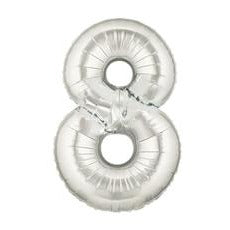 7-Inch Silver Megaloon Number 8 Balloon