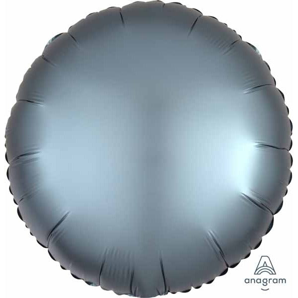 Steel Blue Satin Luxe Round Foil Balloon, 18 Inch