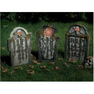 22-Inch Moss-Accented Halloween Tombstone, Assorted Styles