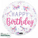 Multicolor Bow Happy Birthday Round Foil Balloon, 18 Inch