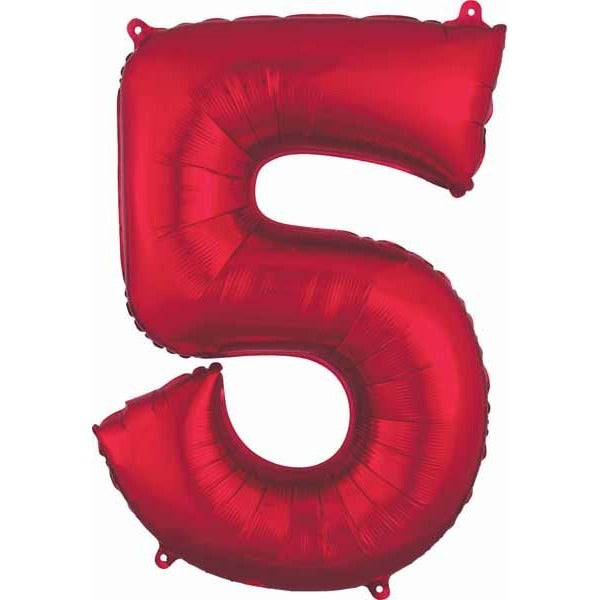 34-Inch Red Number 5 Foil Balloon