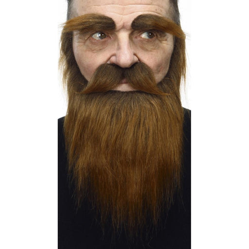 Medium Brown Moustache, Eyebrow and Beard Costume Set