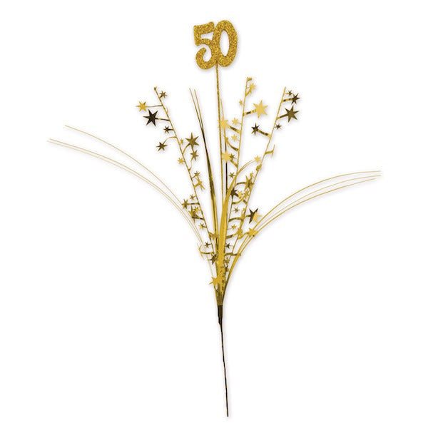 Glittered "50" Metallic Star Spray