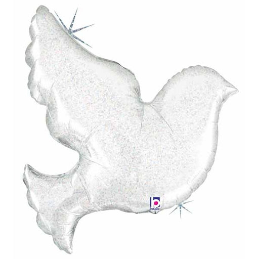 Pearl White Dove 34-Inch Holographic Foil Balloon